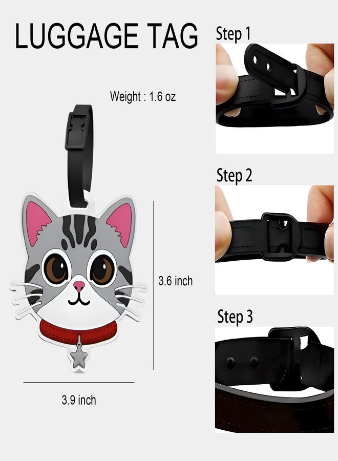ANINIUCN Luggage Tags for Suitcases - Cute American Shorthair Cat Travel ID Tag, Soft Silicone Animal Bag Tag for Kids, Teens & Adults, Perfect for Backpacks, Gym Bags & Family Vacations - Image 2
